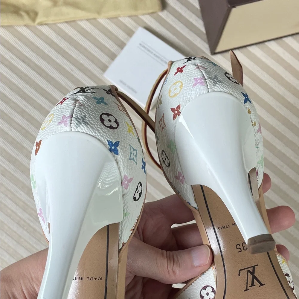 Louis Vuitton Murakami multicolor LV monogram Fleur print heels